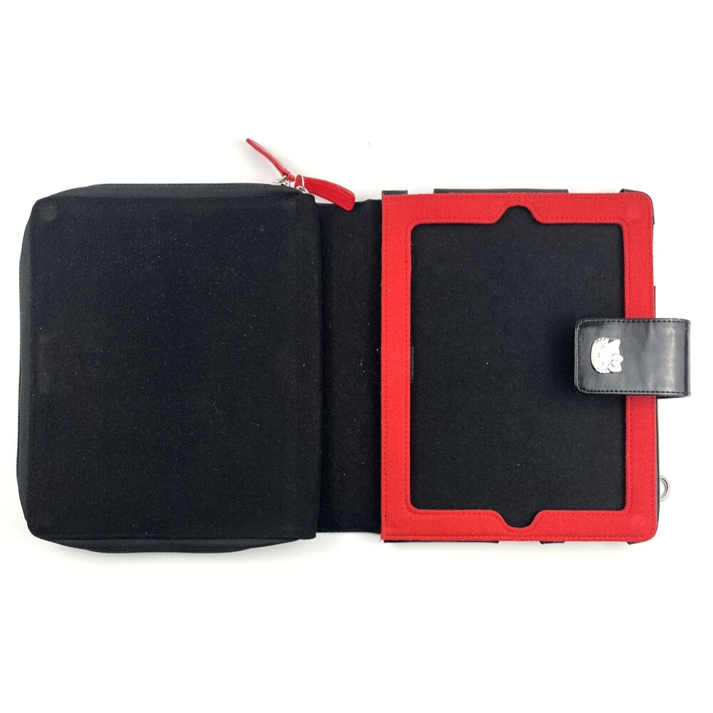 Hello Kitty Case Black iPad Tablet Portfolio #KT43488 Pocket Strap Messenger Bag - Picture 3 of 15